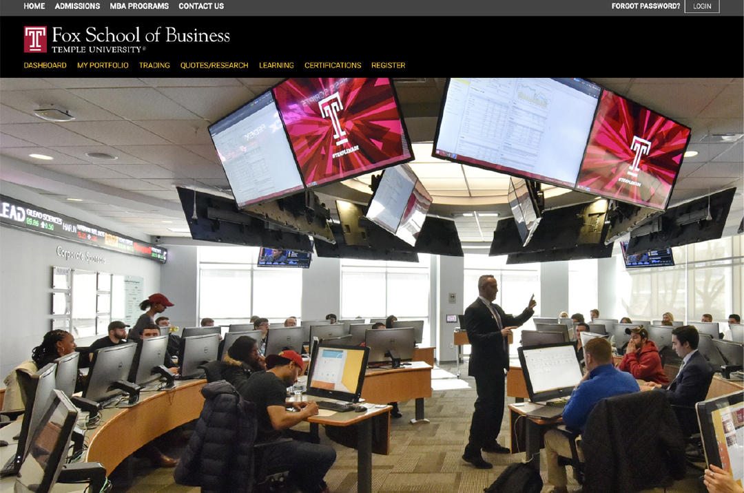 university branded stock market site