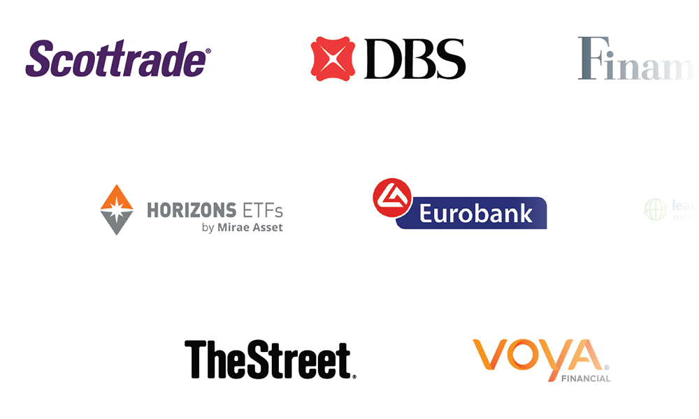 Array of corporate logos indicating professional clients and partners of StockTrak