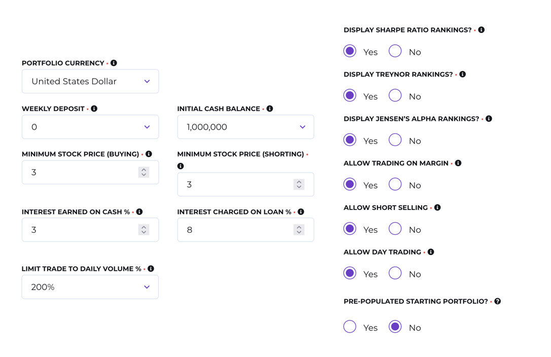 customize the stock game