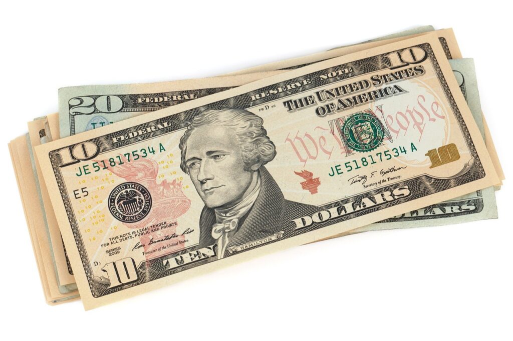 US cash dollar bills